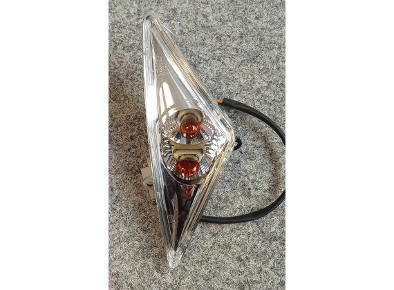 Levy predni blinkr 12V/10W do kapotaze Torino bílý/or.žarovka